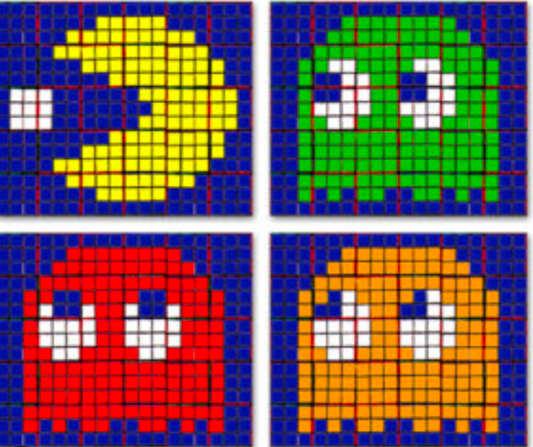 Pac Man and Ghost Pixel Art (18X12)